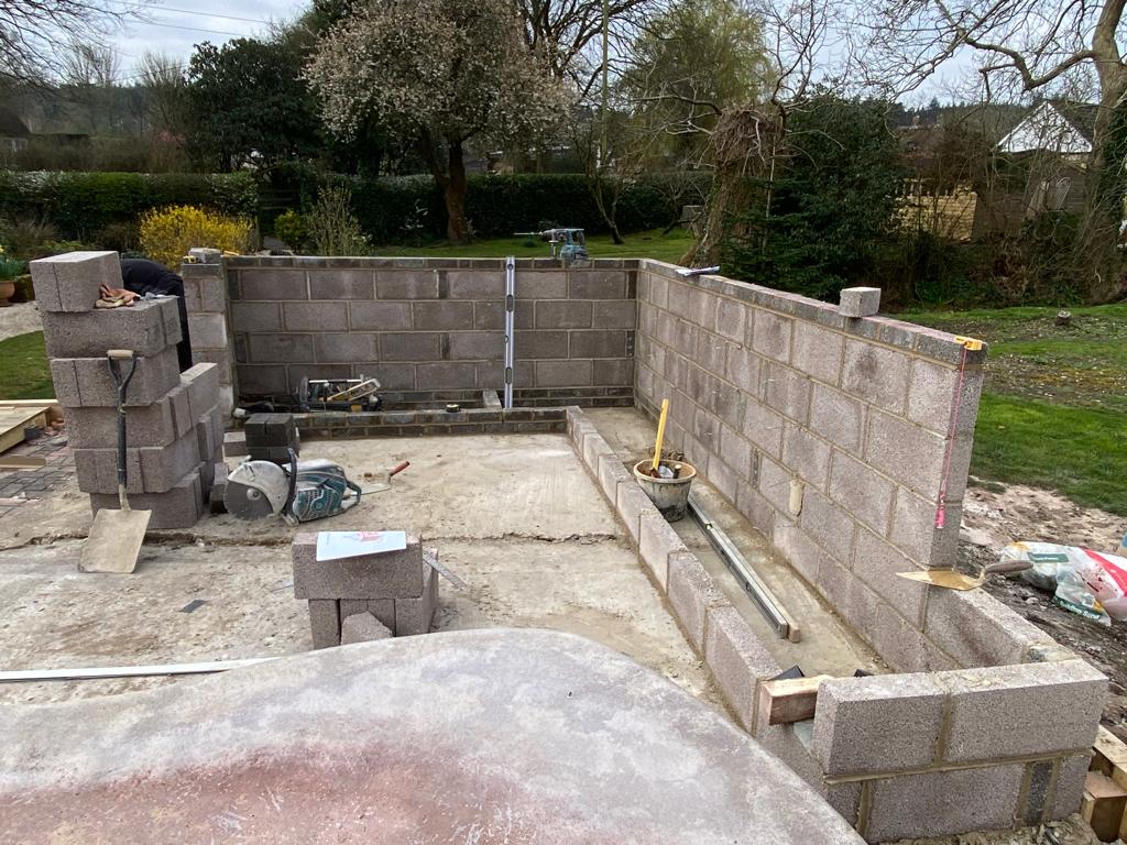 breeze block outdoor kitchen on the south coast