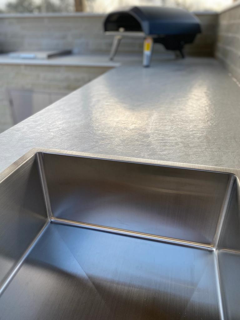 Outdoor kitchen with built in sink