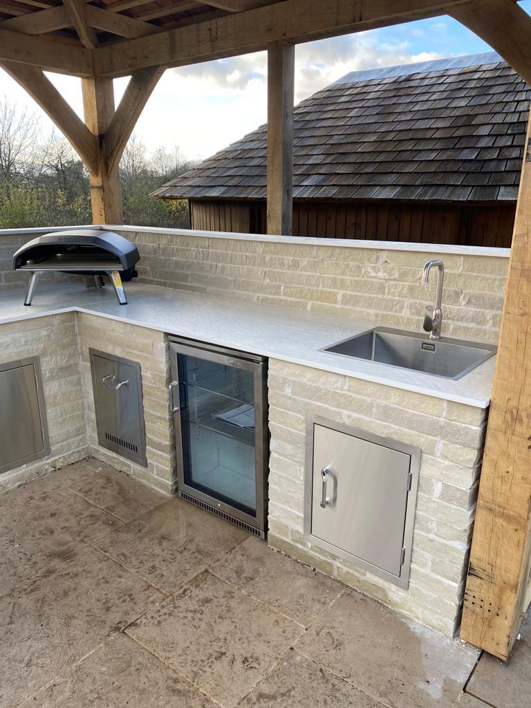 outdoor kitchen made with stone