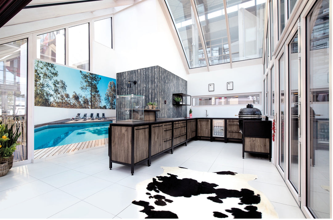 Burnout Dark oak U shaped outdoor kitchen