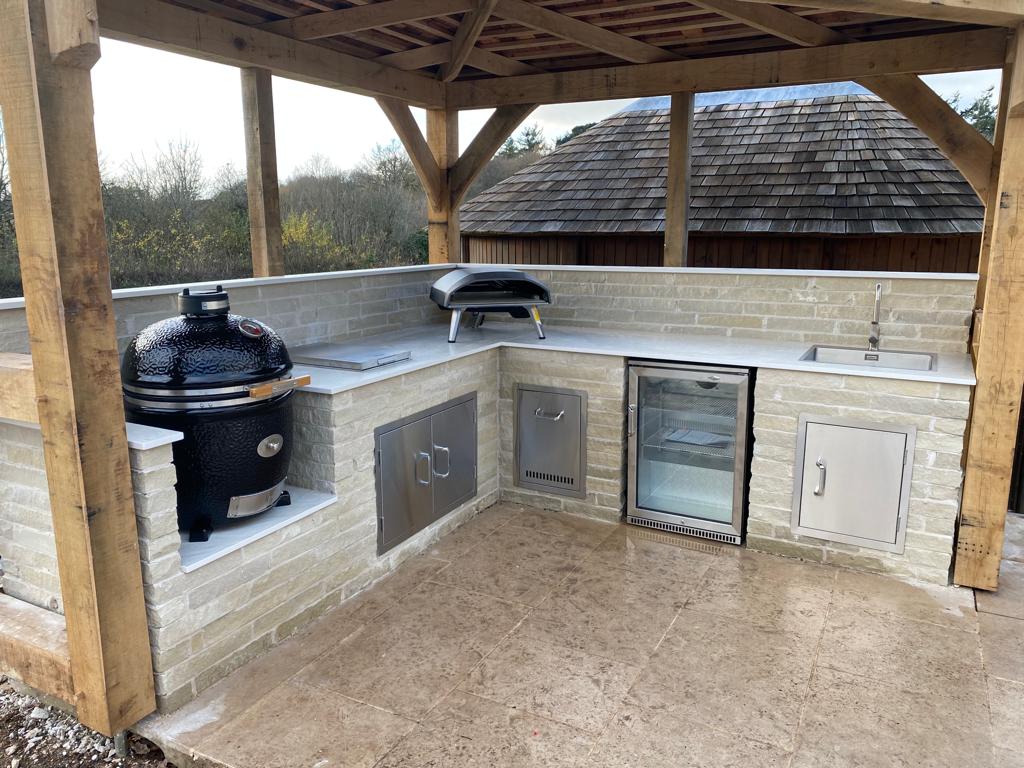 Purbeck Stone Outdoor Kitchen In Hampshire