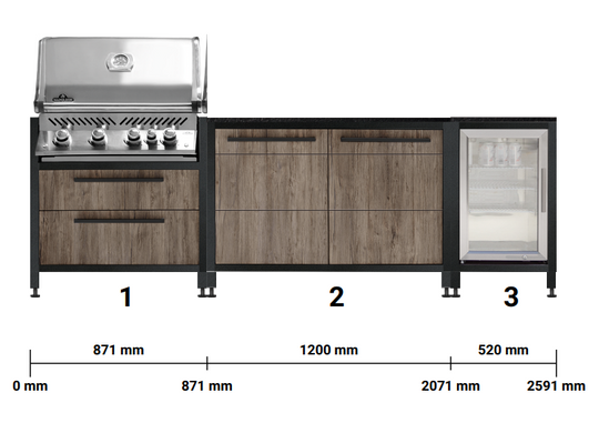 Burnout 'Dark Oak' Modular Outdoor Kitchen with Napoleon Prestige Pro 500